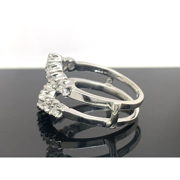 Engagement Ring Guard 14k White Gold Diamond Wedding Band Estate Jewelry Size 7 - Picture 3 of 14